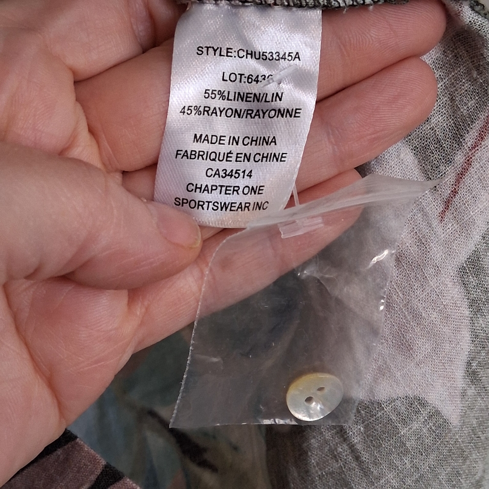 C by One Tropical Floral Linen Blend Button Up Shirt Size 2X - Picture 4 of 12